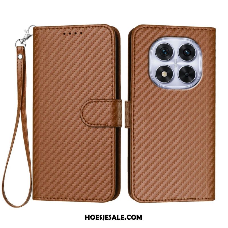 Folio-hoesje Xiaomi Redmi Note 14 Pro 4g Telefoonhoesje Carbonvezeltextuur Met Bandje