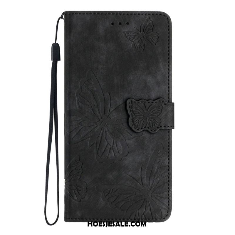 Folio-hoesje Xiaomi Redmi Note 14 Pro 4g Telefoonhoesje Suède-effect Vlinders