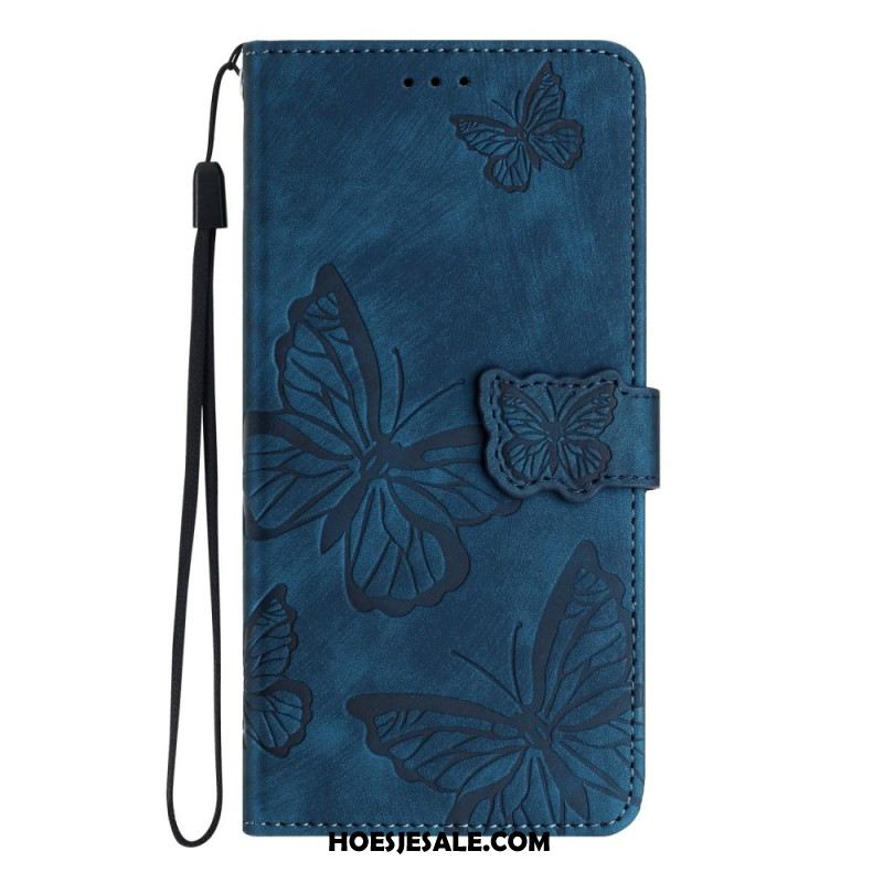 Folio-hoesje Xiaomi Redmi Note 14 Pro 4g Telefoonhoesje Suède-effect Vlinders