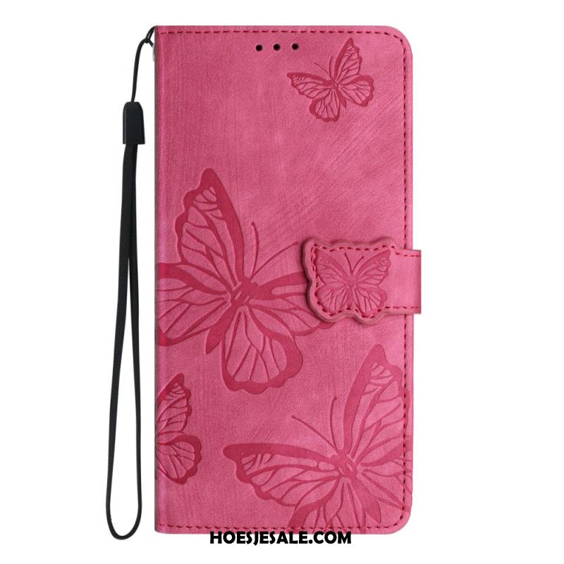 Folio-hoesje Xiaomi Redmi Note 14 Pro 4g Telefoonhoesje Suède-effect Vlinders