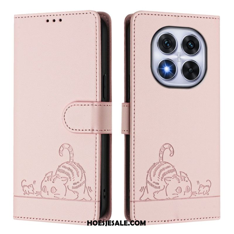 Folio-hoesje Xiaomi Redmi Note 14 Pro 5g Telefoonhoesje Rfid-bescherming Kattenscène