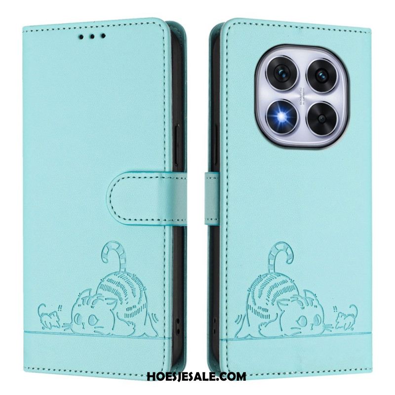 Folio-hoesje Xiaomi Redmi Note 14 Pro 5g Telefoonhoesje Rfid-bescherming Kattenscène