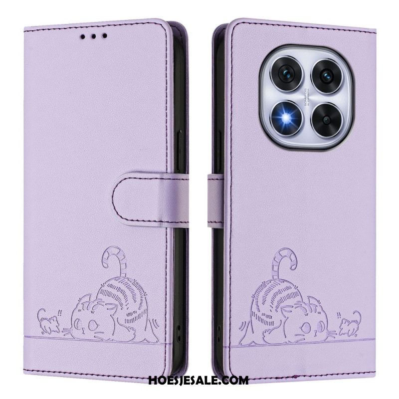 Folio-hoesje Xiaomi Redmi Note 14 Pro 5g Telefoonhoesje Rfid-bescherming Kattenscène