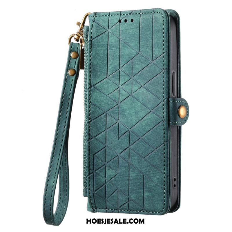 Folio-hoesje Xiaomi Redmi Note 14 Pro Plus 5g Portemonnee Met Geometrische Lijnen