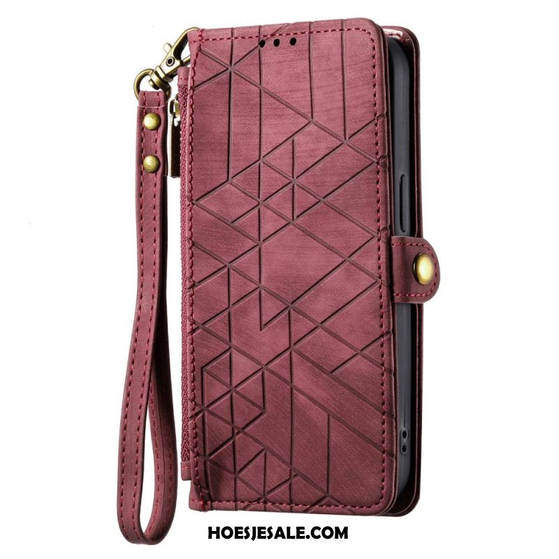 Folio-hoesje Xiaomi Redmi Note 14 Pro Plus 5g Portemonnee Met Geometrische Lijnen