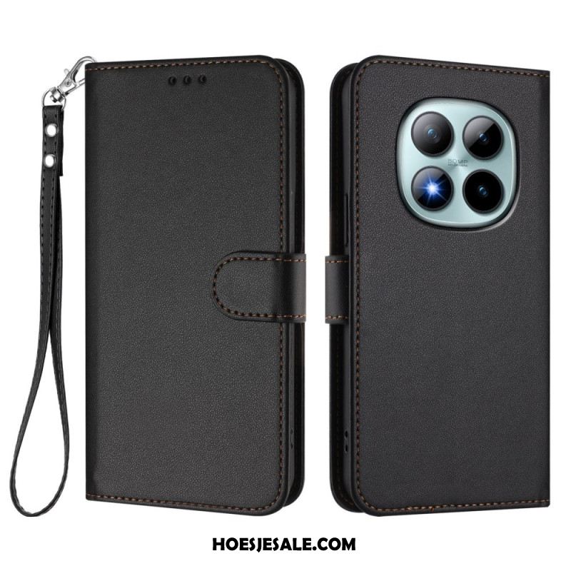 Folio-hoesje Xiaomi Redmi Note 15 Pro Plus 5g Telefoonhoesje Effen Leer-effect Met Bandje