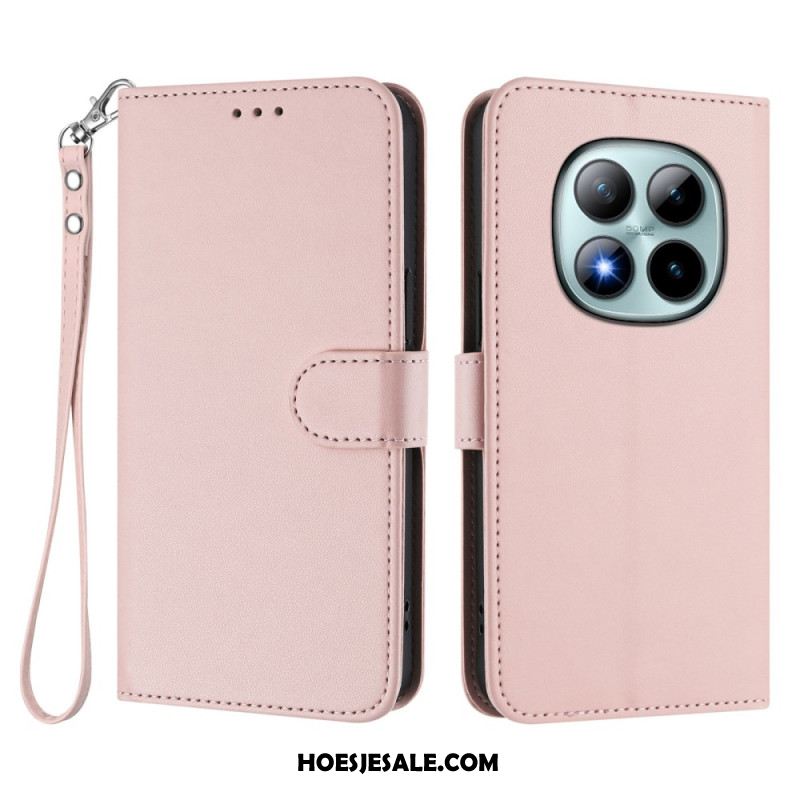 Folio-hoesje Xiaomi Redmi Note 15 Pro Plus 5g Telefoonhoesje Effen Leer-effect Met Bandje