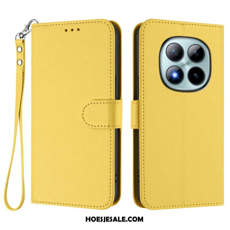 Folio-hoesje Xiaomi Redmi Note 15 Pro Plus 5g Telefoonhoesje Effen Leer-effect Met Bandje