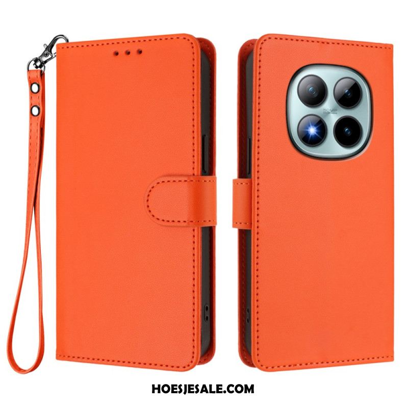 Folio-hoesje Xiaomi Redmi Note 15 Pro Plus 5g Telefoonhoesje Effen Leer-effect Met Bandje