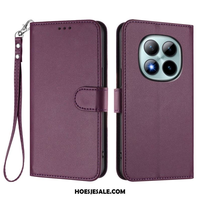 Folio-hoesje Xiaomi Redmi Note 15 Pro Plus 5g Telefoonhoesje Effen Leer-effect Met Bandje