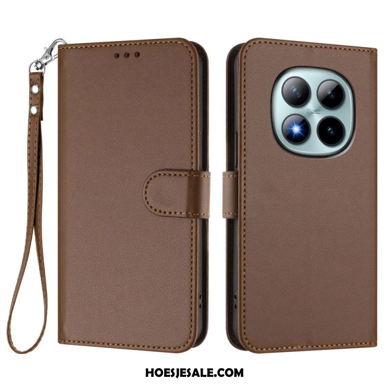 Folio-hoesje Xiaomi Redmi Note 15 Pro Plus 5g Telefoonhoesje Effen Leer-effect Met Bandje