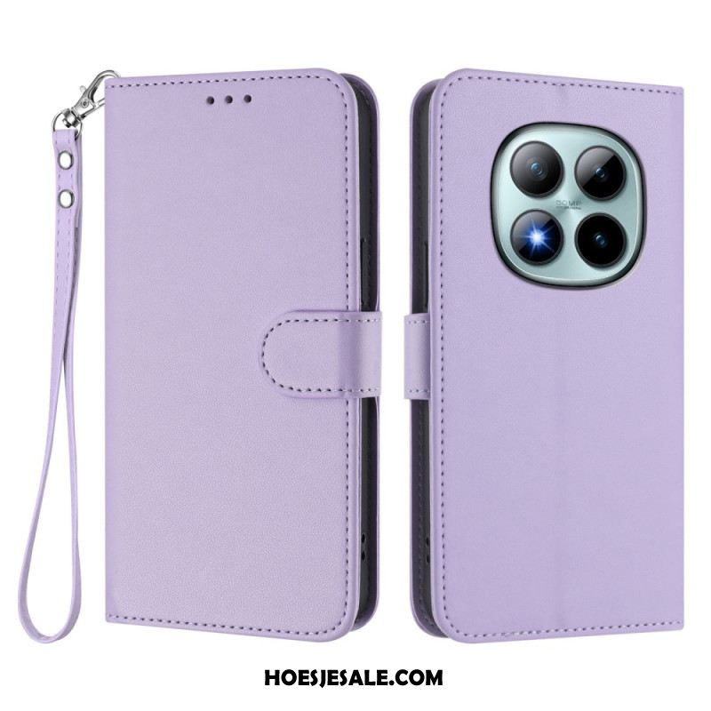 Folio-hoesje Xiaomi Redmi Note 15 Pro Plus 5g Telefoonhoesje Effen Leer-effect Met Bandje