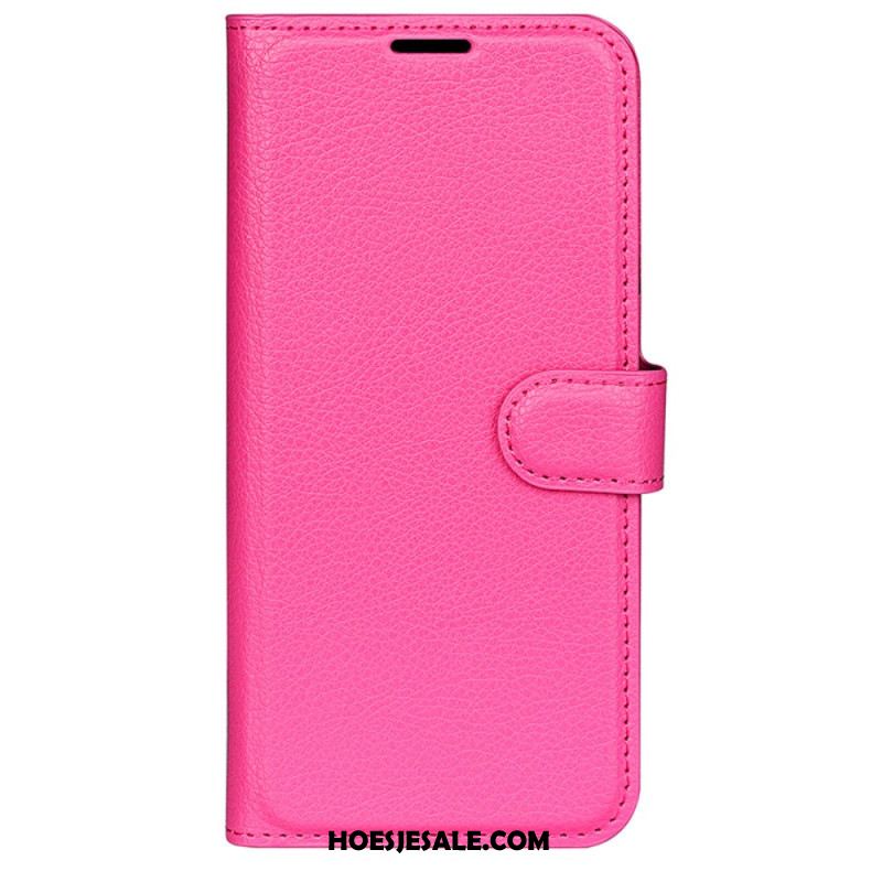 Folio-hoesje iPhone 16 Plus Litchi Kunstleer