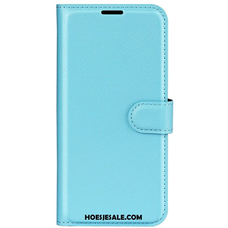 Folio-hoesje iPhone 16 Plus Litchi Kunstleer