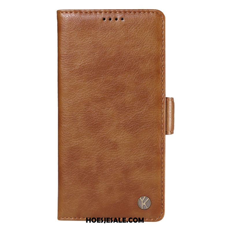 Folio-hoesje iPhone 16 Telefoonhoesje Yikatu Vintage Kunstleer