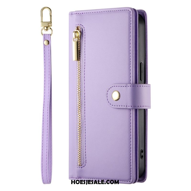 Folio-hoesje iPhone 17 Telefoonhoesje Portemonnee Met Ritsvak En Bandjes