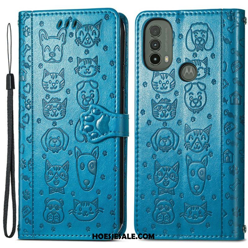 Folio-hoesje voor Moto E40 / E30 / E20 Geanimeerde Dieren