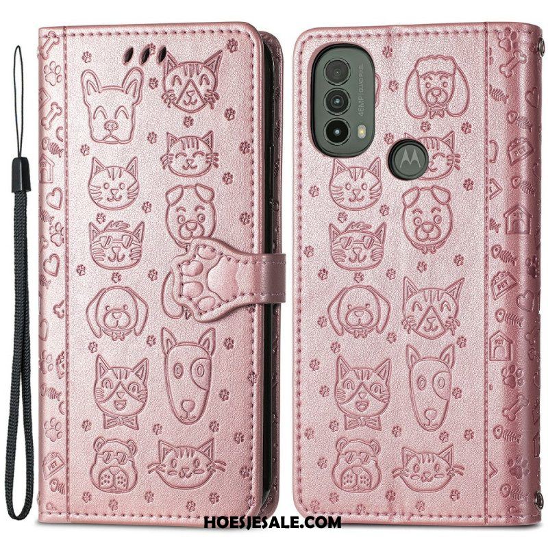 Folio-hoesje voor Moto E40 / E30 / E20 Geanimeerde Dieren