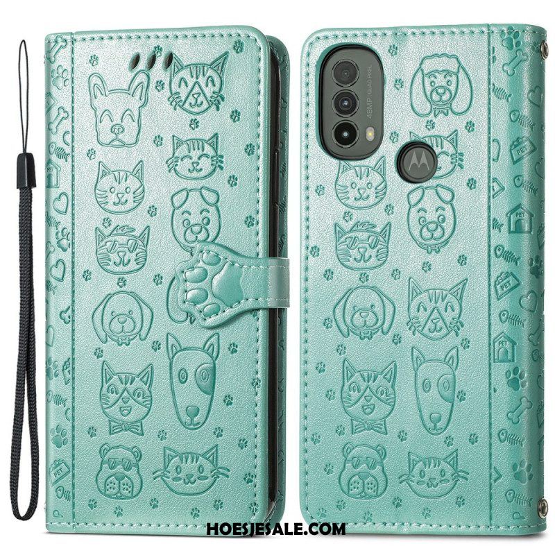 Folio-hoesje voor Moto E40 / E30 / E20 Geanimeerde Dieren