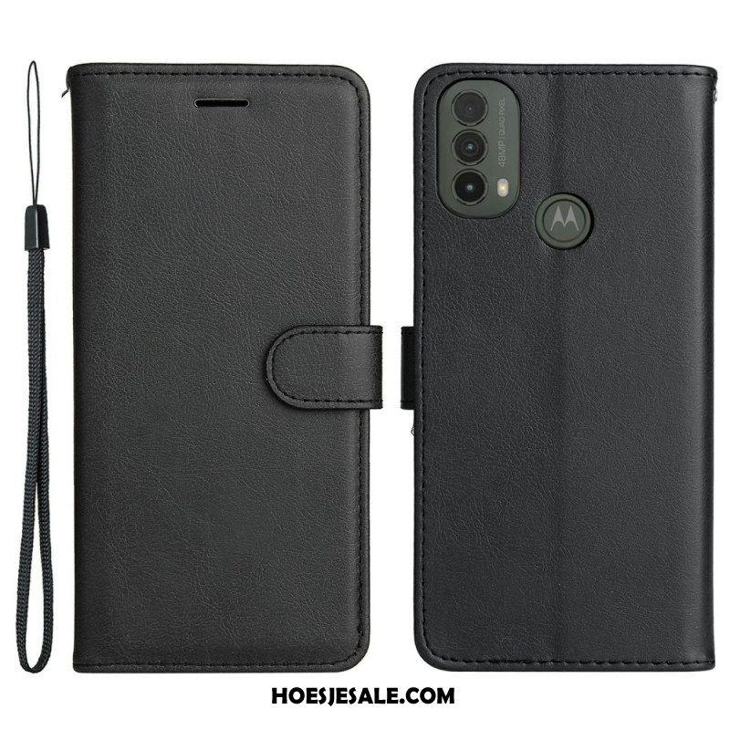 Folio-hoesje voor Moto E40 / E30 / E20 Met Ketting Strappy Leereffect