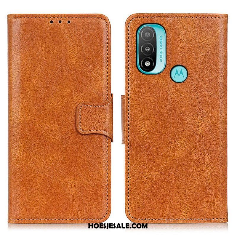 Folio-hoesje voor Moto E40 / E30 / E20 Omkeerbare Sluiting Met Leereffect