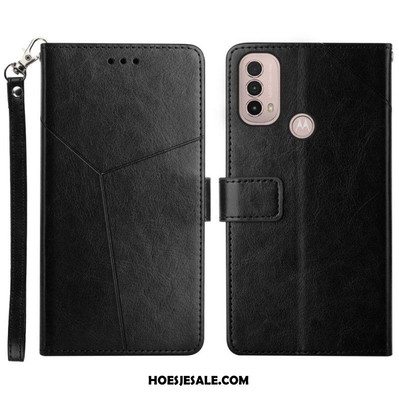 Folio-hoesje voor Moto E40 / E30 / E20 Stijl Leer Geo Y Design