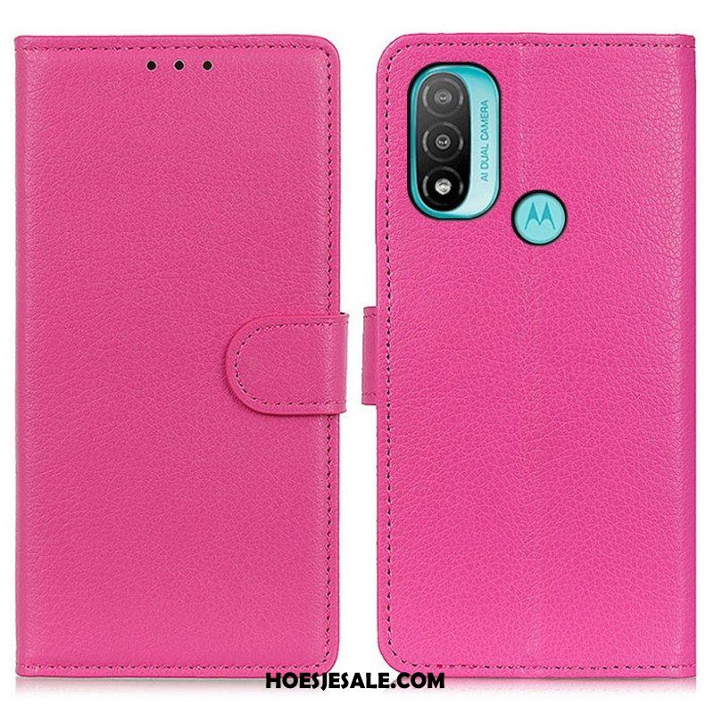 Folio-hoesje voor Moto E40 / E30 / E20 Traditioneel Lychee