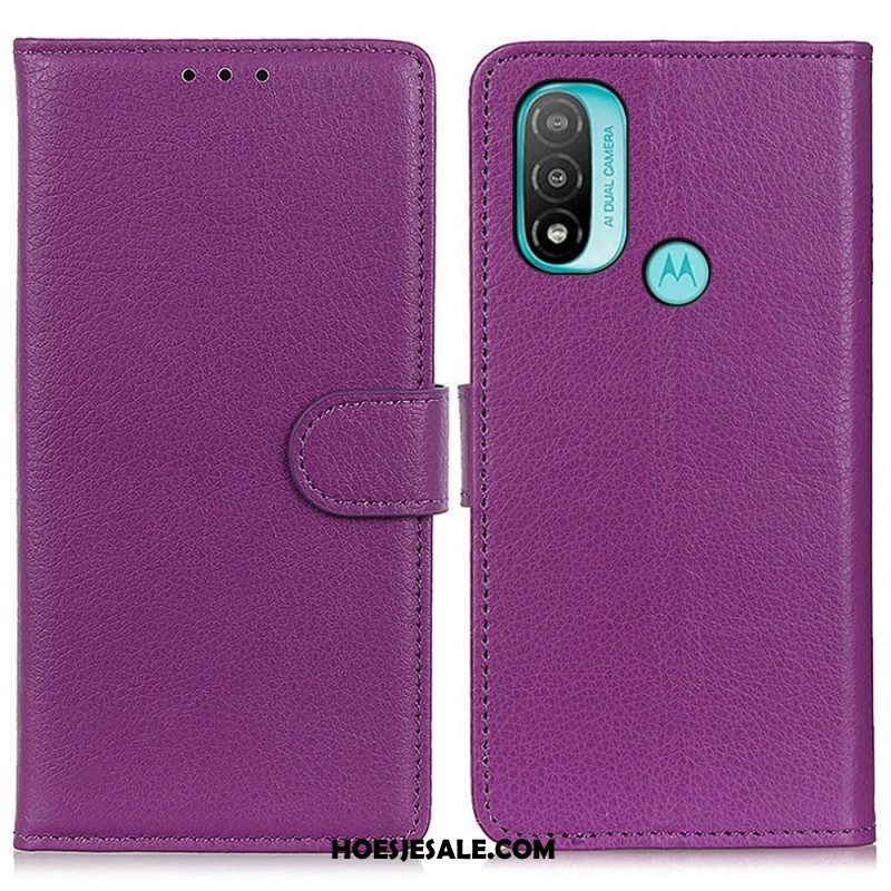 Folio-hoesje voor Moto E40 / E30 / E20 Traditioneel Lychee