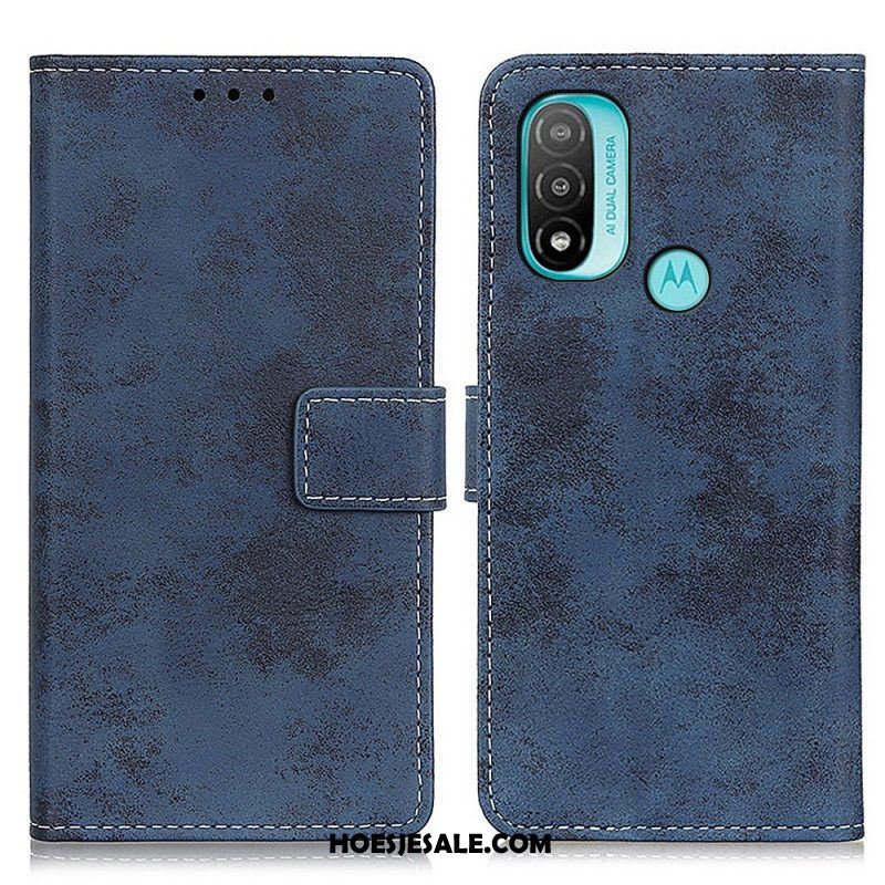 Folio-hoesje voor Moto E40 / E30 / E20 Vintage Leereffect