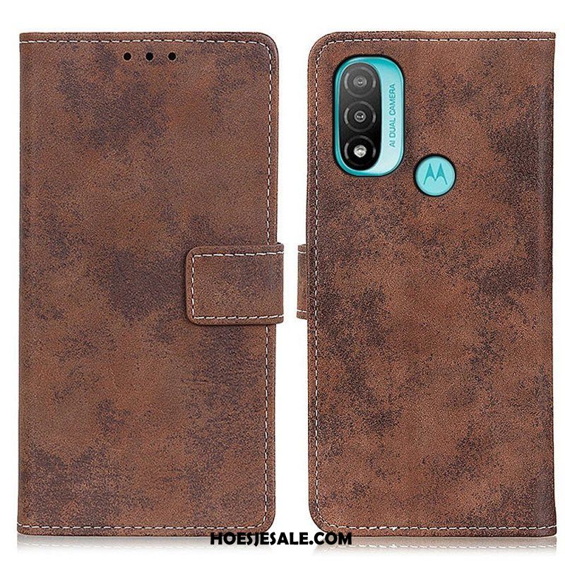 Folio-hoesje voor Moto E40 / E30 / E20 Vintage Leereffect