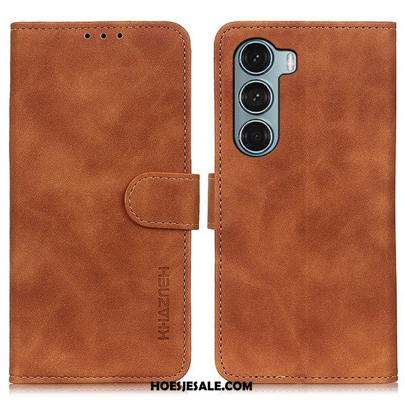 Folio-hoesje voor Moto G200 5G Khazneh Vintage Leereffect