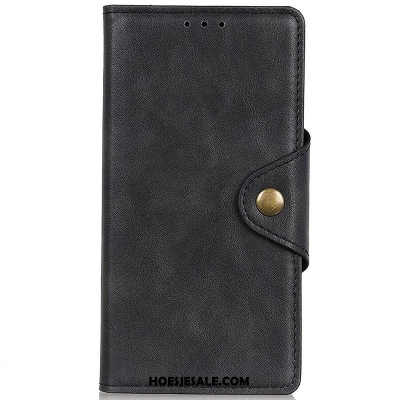 Folio-hoesje voor Moto G51 5G Vintage Kunstleer En Knop