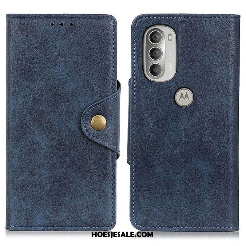 Folio-hoesje voor Moto G51 5G Vintage Kunstleer En Knop