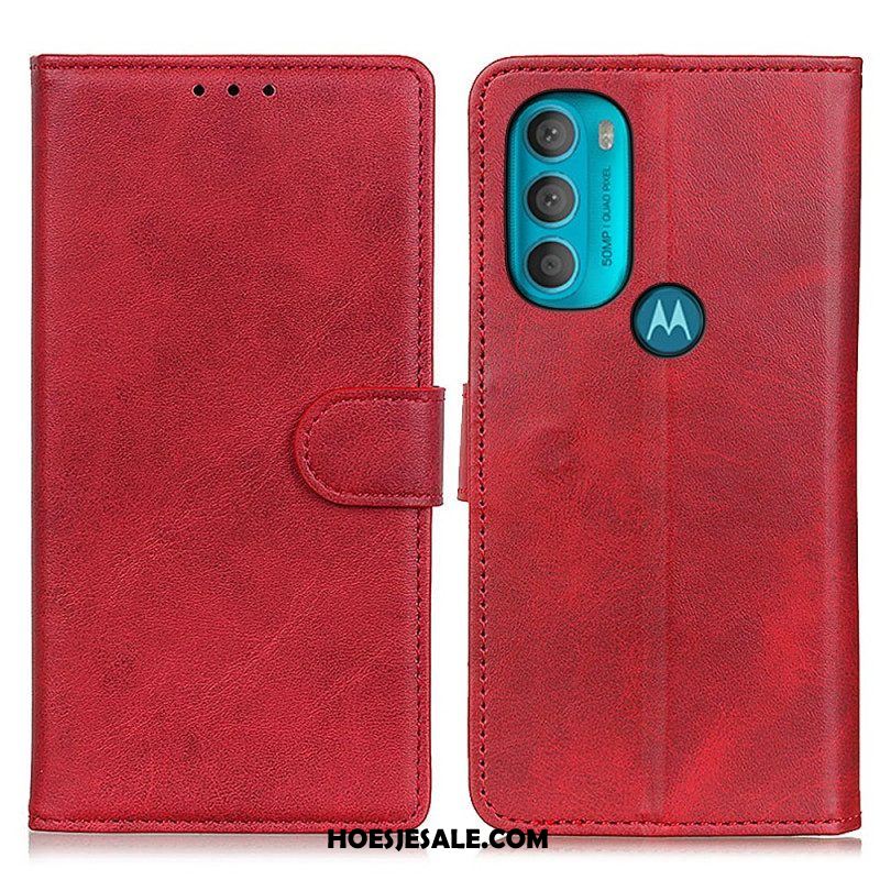 Folio-hoesje voor Moto G71 5G Retro Mat Leereffect