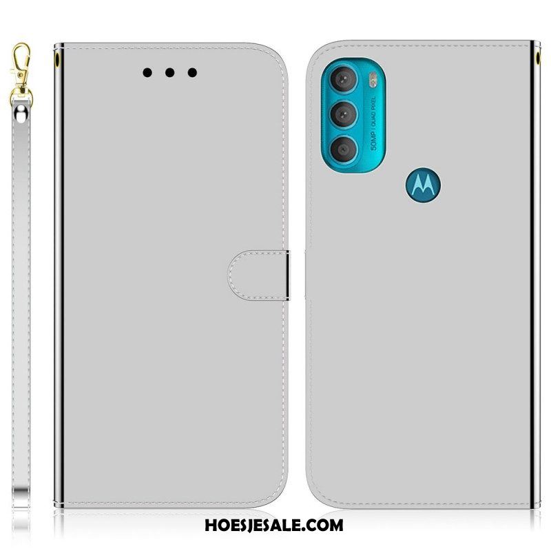 Folio-hoesje voor Moto G71 5G Spiegelhoes Van Imitatieleer