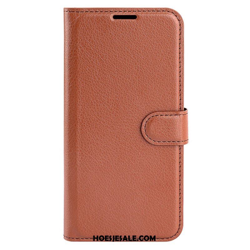 Folio-hoesje voor Moto G73 5G Klassiek Litchi-leereffect