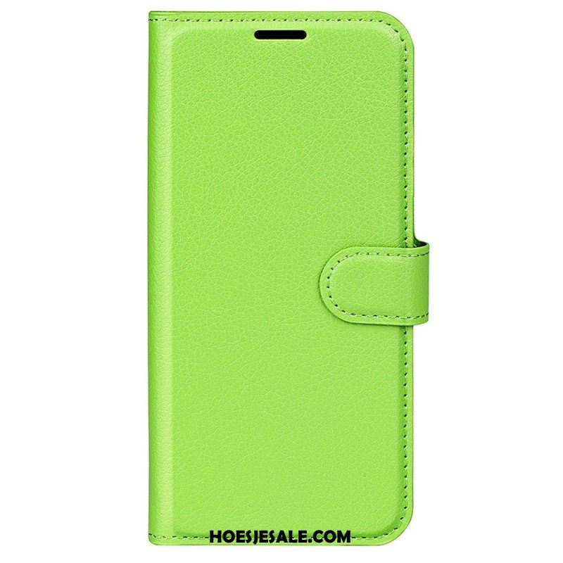 Folio-hoesje voor Moto G73 5G Klassiek Litchi-leereffect