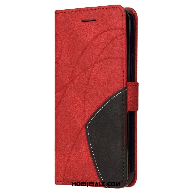 Folio-hoesje voor Moto G73 5G Met Ketting Tweekleurige Riem