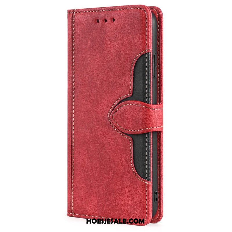 Folio-hoesje voor OnePlus 10T 5G Imitatieleer Bicolor Stijlvol