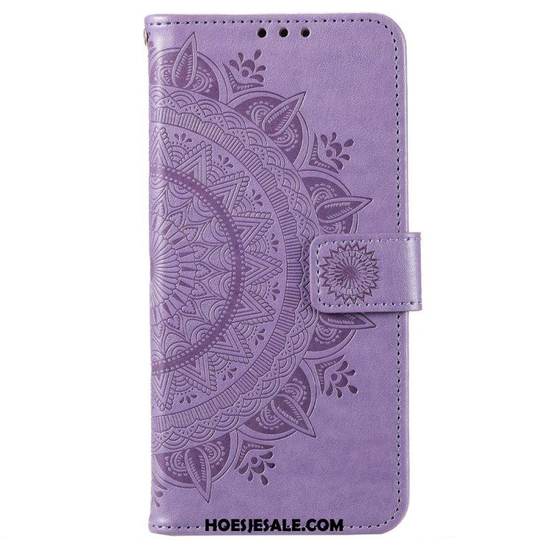 Folio-hoesje voor OnePlus 10T 5G Met Ketting Strappy Zon Mandala