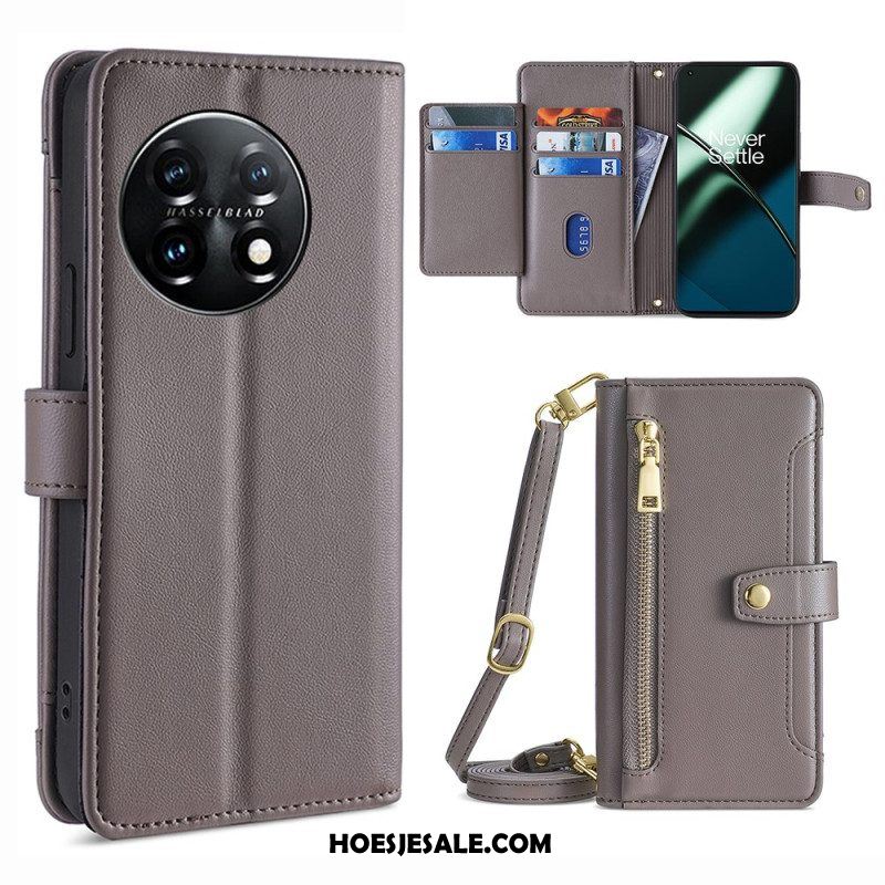 Folio-hoesje voor OnePlus 11 5G Portemonnee Portemonnee Met Lanyard En Schouderriem