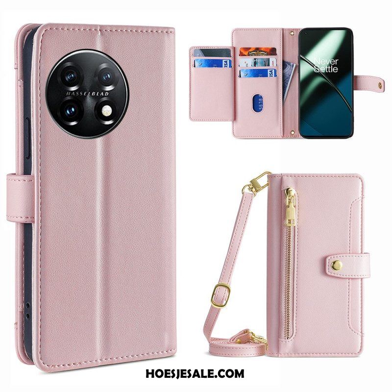 Folio-hoesje voor OnePlus 11 5G Portemonnee Portemonnee Met Lanyard En Schouderriem