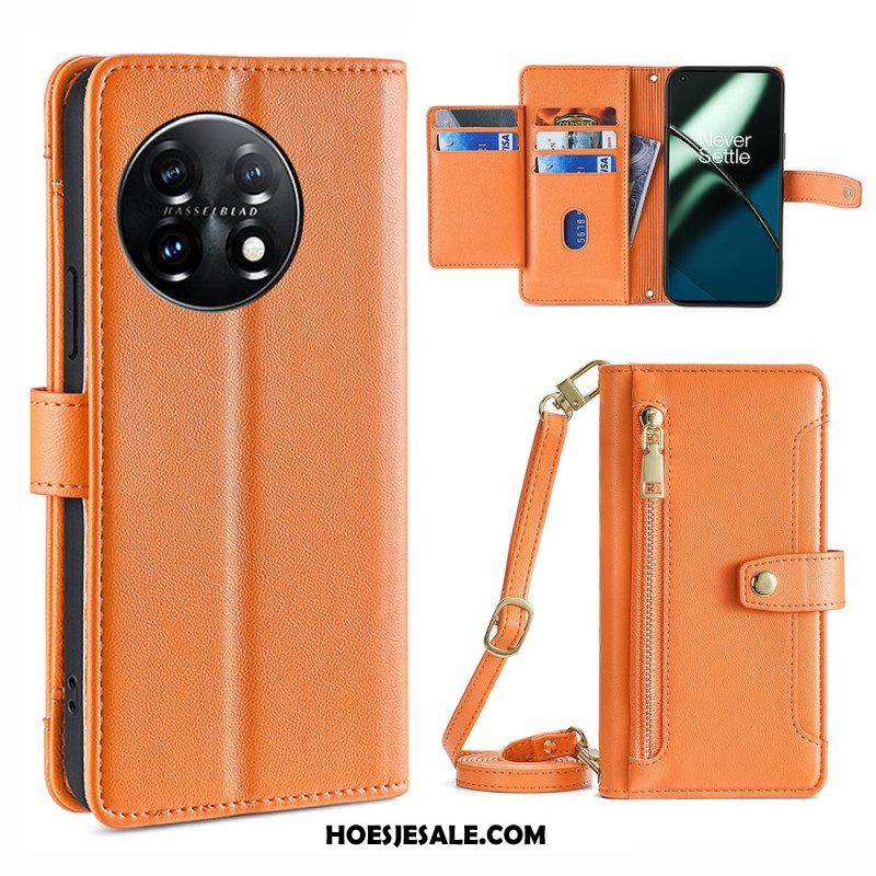 Folio-hoesje voor OnePlus 11 5G Portemonnee Portemonnee Met Lanyard En Schouderriem