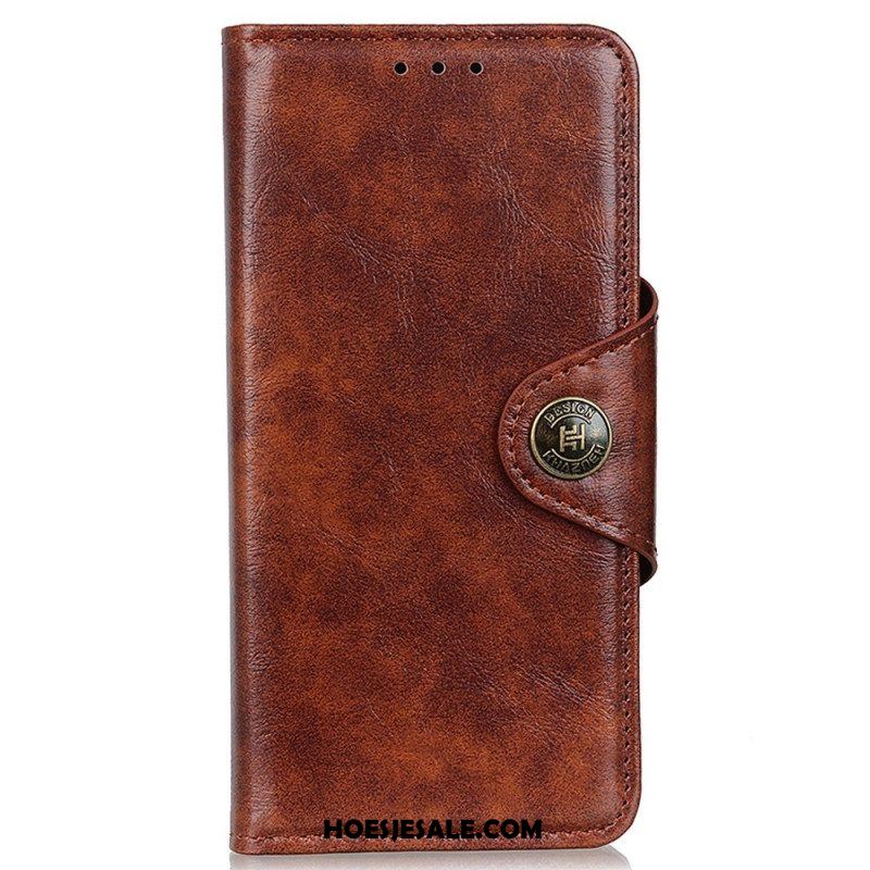 Folio-hoesje voor OnePlus Nord 2T 5G Vintage Knop Van Imitatieleer