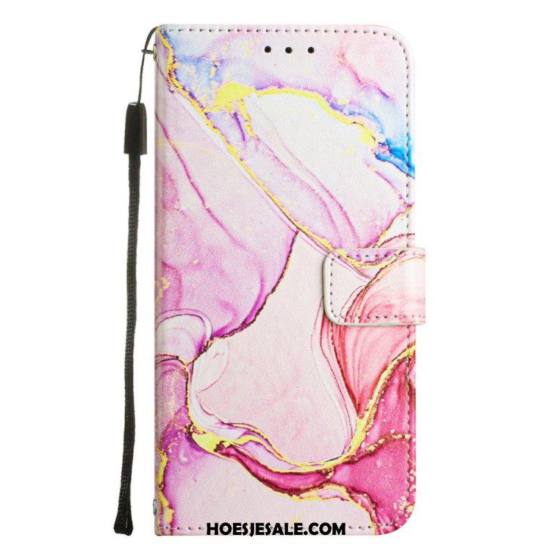 Folio-hoesje voor OnePlus Nord CE 2 5G Met Ketting Marmer Strippen