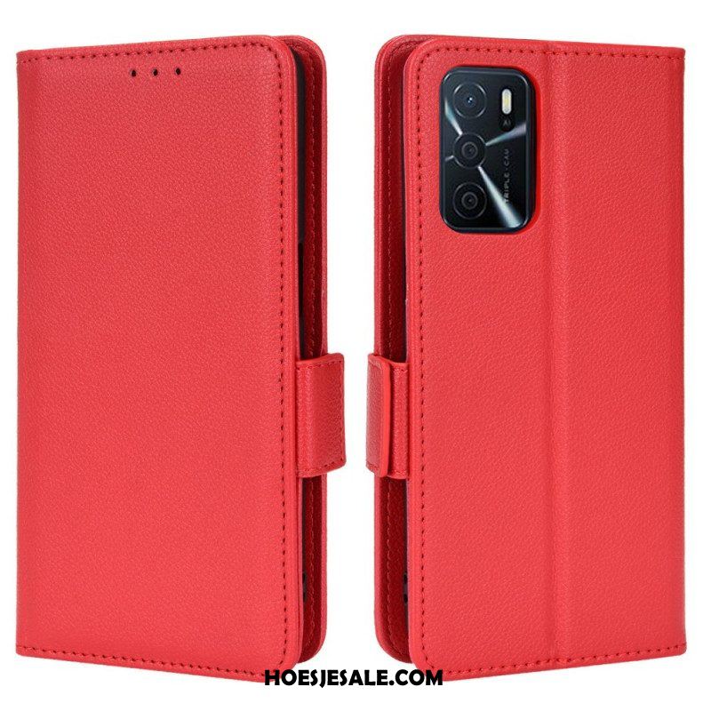 Folio-hoesje voor Oppo A16 / A16s Flip Case Flap Double Litchi Nieuwe Kleuren