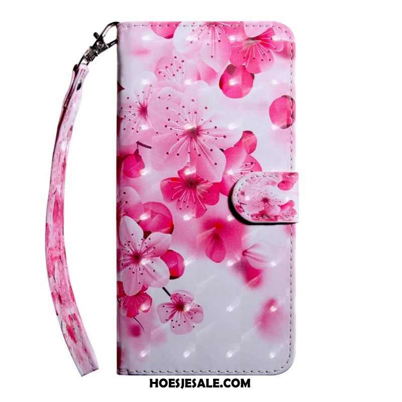 Folio-hoesje voor Oppo A54 5G / A74 5G Bloemen Met Koord