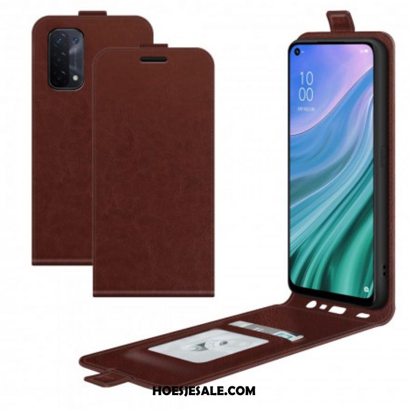 Folio-hoesje voor Oppo A54 5G / A74 5G Flip Case Verticale Flap Met Leereffect