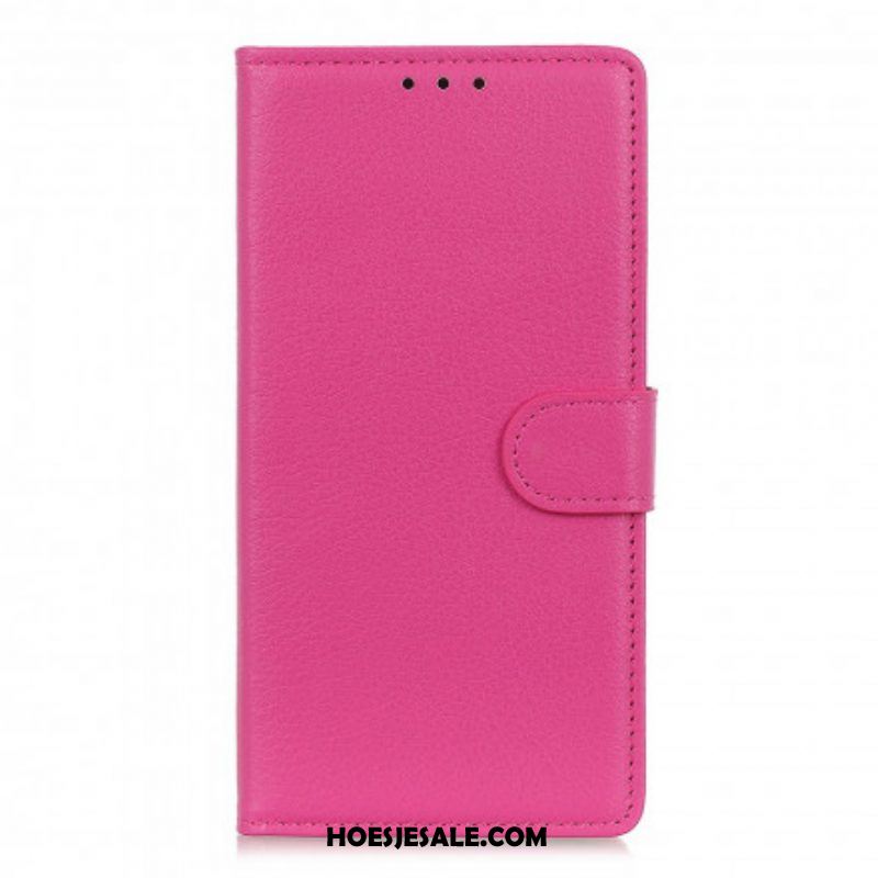 Folio-hoesje voor Oppo A54 5G / A74 5G Lychee Kunstleer