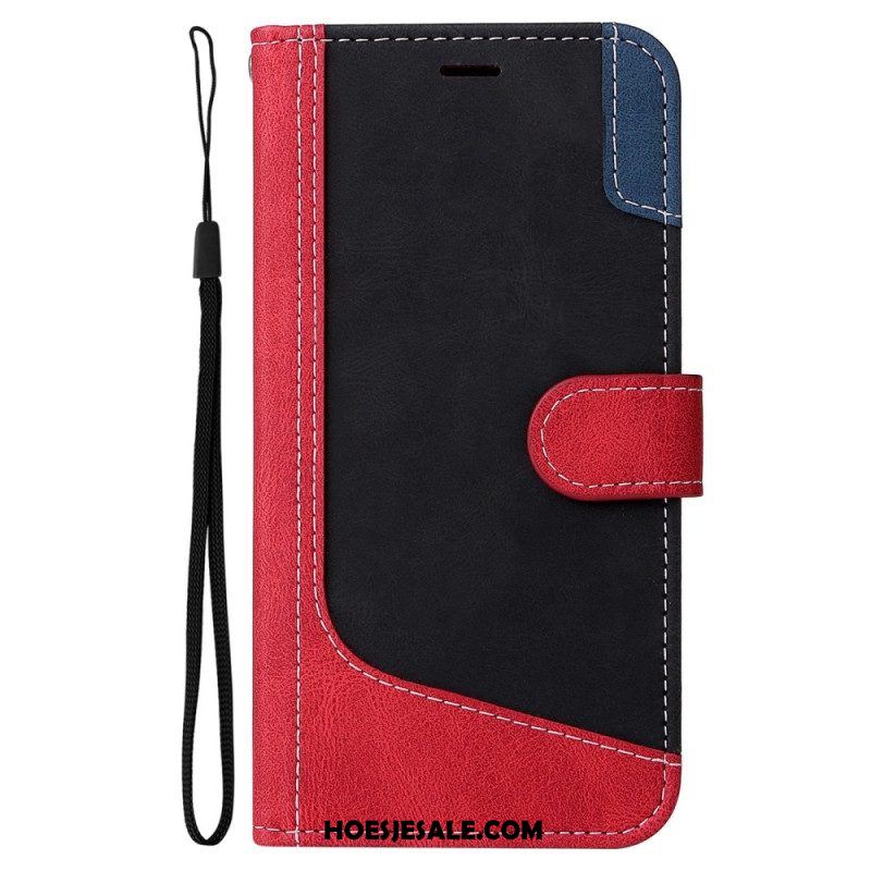 Folio-hoesje voor Oppo A54 5G / A74 5G Tweekleurig Met Riem